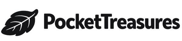 PocketTreasures simple wordmark in black